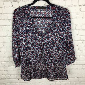 The Limited Blue, Red & White Blouse Sz L